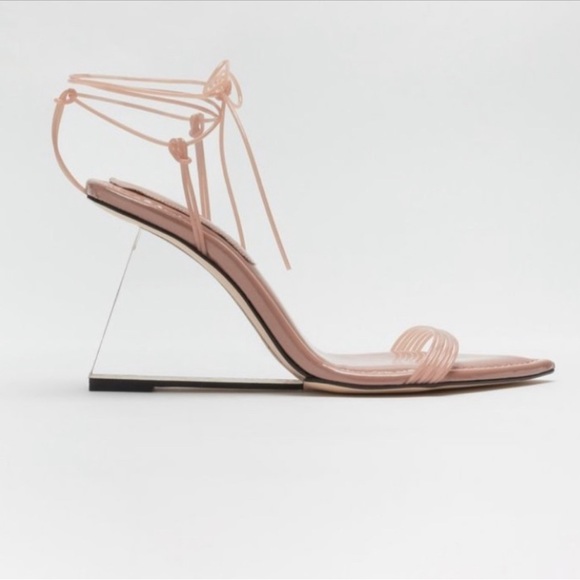 NIB Good American Heels Dusty Pink CINDER F*CKING RELLA WEDGE Size 6.5, 7.5 main image 0